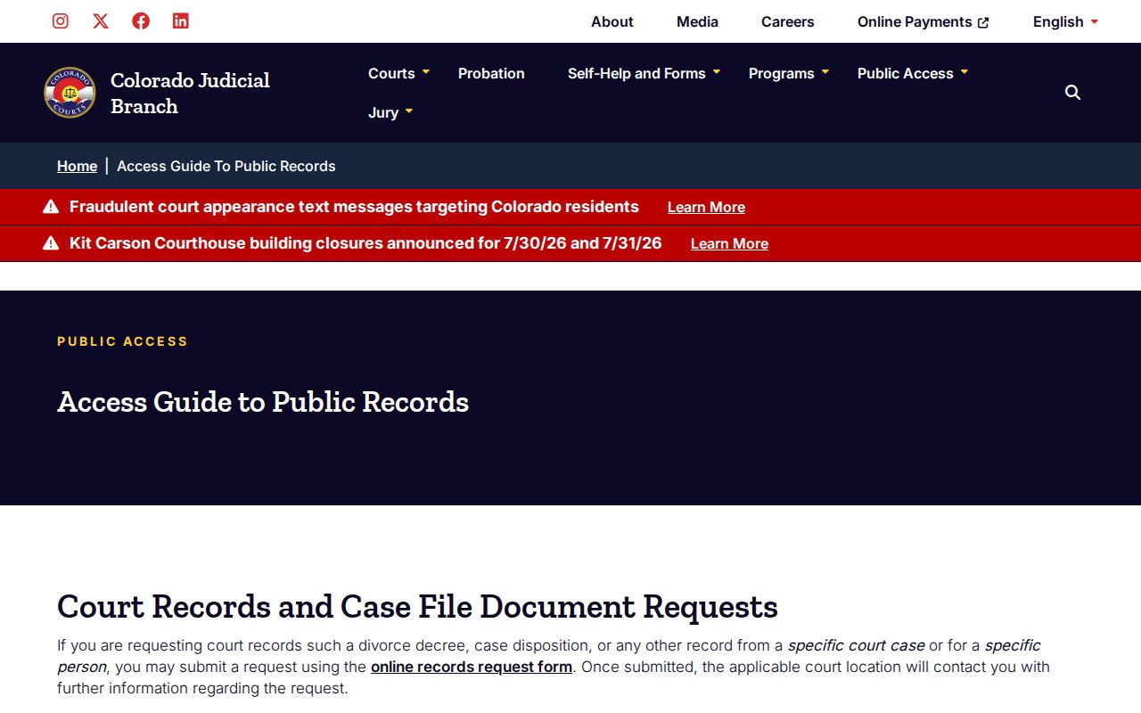 Colorado court records access for Morgan County release records